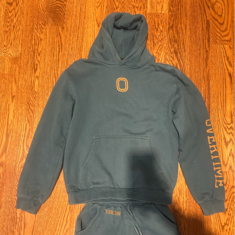 Overtime Kids Teal Hoodie with Gold Details Letters - Size Medium Youth
